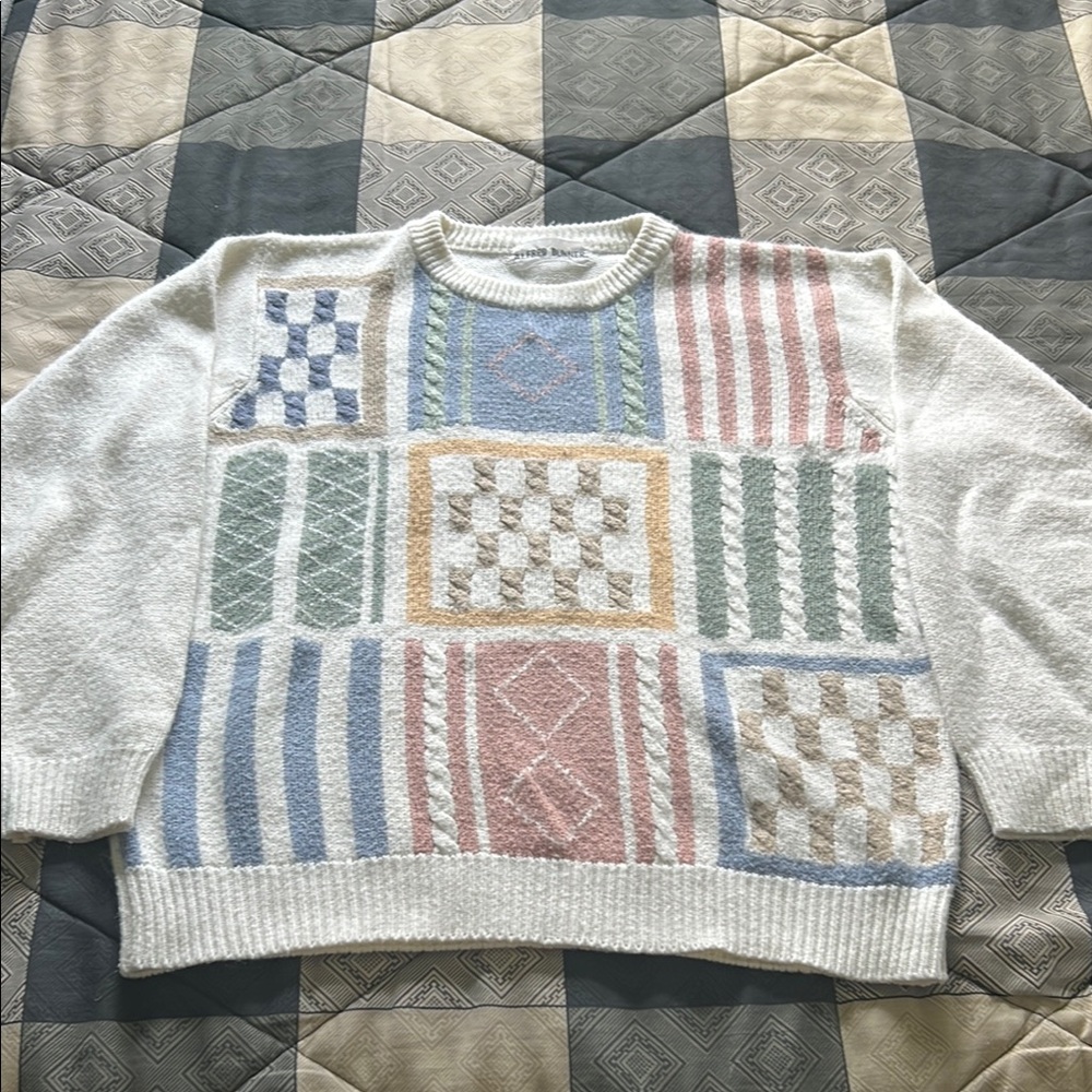 Vintage Alfred Dunner Colorblock Patchwork Sweater no size tag, fits S-L